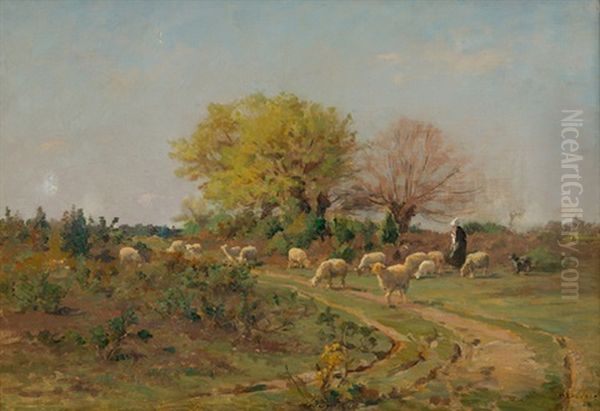 Landschaft Mit Hirtin Und Schafherde - view 1