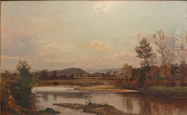Paysage Aux Vaches Devant L'etang - view 1