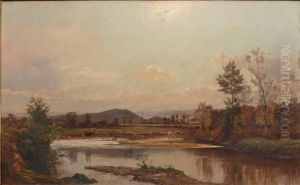 Paysage Aux Vaches Devant L'etang