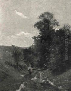Sommerlandschaft Mit Feldweg Und Bauerin by Charles Joseph Beauverie