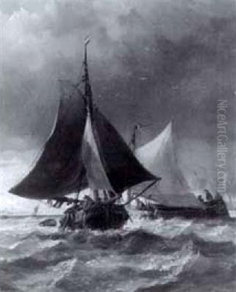 A Dutch Eel Schuyt Turning Before The Wind - view 1