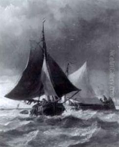 A Dutch Eel Schuyt Turning Before The Wind by Richard Beavis