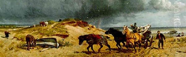 Carting Wreckage, Dutch Coast - view 1
