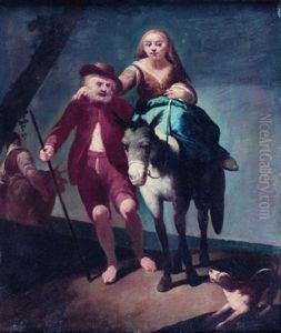 Couple De Paysans Avec Un Ane by Antonio Beccadelli