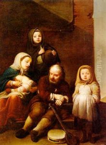 A Street Musician And His Family by Antonio Beccadelli