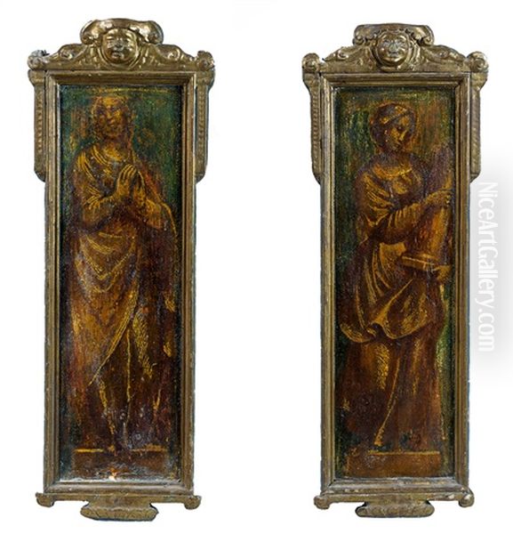 Deux Figures Feminines (vertus Ou Allegories) (pair) - view 1