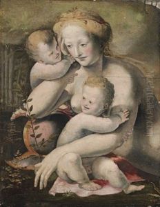 Venus With Two Putti by Domenico Beccafumi