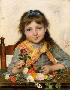 Junges Madchen Mit Blumen by Luigi Bechi