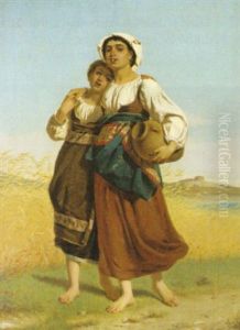 Tva Kvinnor Med Krus by Luigi Bechi
