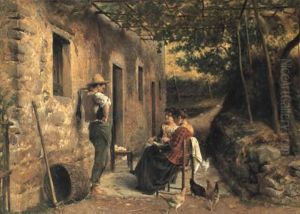Il Riposo Nell'aia by Luigi Bechi