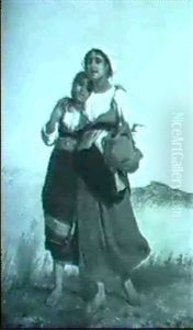 Zwei Junge Madchen Auf Dem Field Zwei Junge Madchen Auf Dem Field