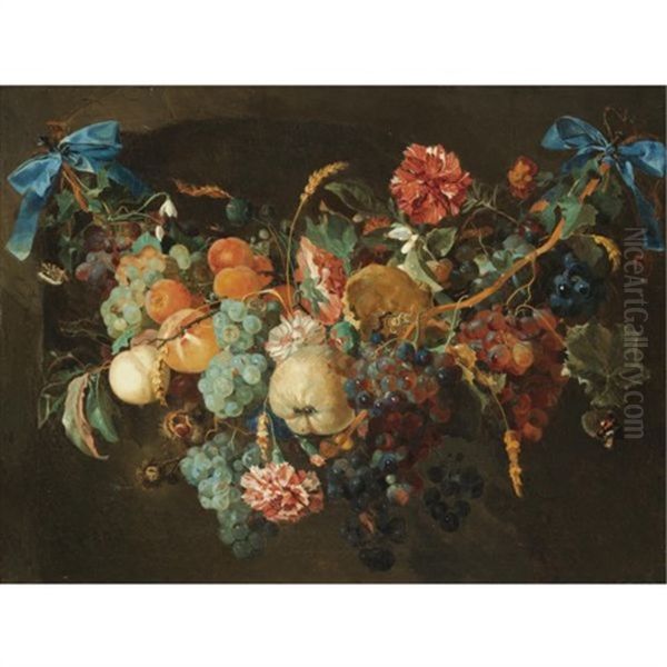 A Garland Of Flowers And Fruit (after Jan Davidsz De Heem) - view 1
