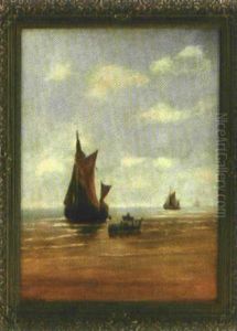 Seemanner Booten Aus Ihrem Segelboot Am Strand Aus by Johann Jakob Konrad Bechtold