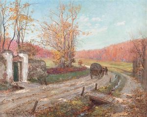 Pferdefuhrwerk In Herbstlicher Landschaft by Friedrich Beck