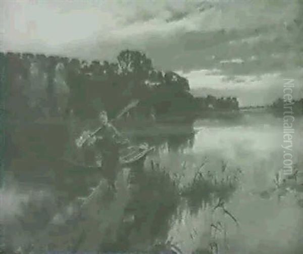 Abendlicher See Mit Reusenfischern - view 1