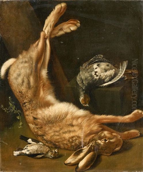 Jagdstillleben Mit Hasen Und Singvogeln - view 1