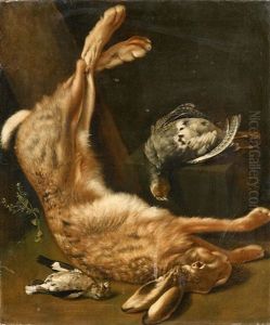Jagdstillleben Mit Hasen Und Singvogeln