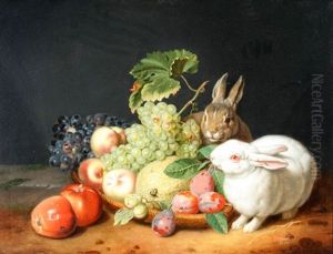 Still Life With Rabbits And Fruit by Jacob Samuel Beck