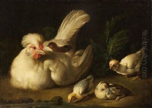 Hen With Chicks by Jacob Samuel Beck