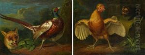 Landskap Med Fasan Och Rav (+ Landskap Med Tupp Och Mard, Smllr; Pair) by Jacob Samuel Beck