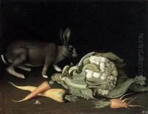 Stilleben Mit Blumenkohl, Mohren Und Einem Hasen by Jacob Samuel Beck