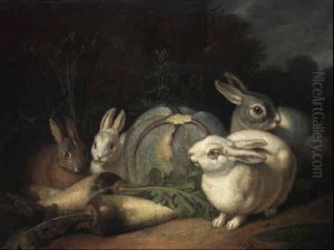 Hasen Mit Kohlkopfen Und Rettichen Im Grunen by Jacob Samuel Beck