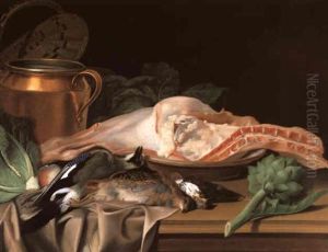 Kuchenstilleben Mit Gem_se, Fleisch Und Erlegtem Federwild by Jacob Samuel Beck