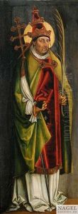 Bildnis Eines Heiligen Papstes, Moglicherweise Des Hl. Silvester In Liturgischer Gewandung With Weiser Albe, Roter Dalmatik, Grunem Pluviale With Pektorale, Tiara Und Pedum Bildnis Eines Heiligen Papstes, Moglicherweise Des Hl. Silvester In Liturgischer Gewandung With Weiser Albe, Roter Dalmatik, Grunem Pluviale With Pektorale, Tiara Und Pedum