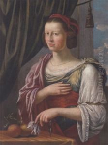 Portrait Of A Lady Standing By A Table Portrait Of A Lady Standing By A Table