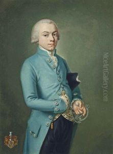Portrait Of Engelbert Anton Cyriac Heereman Von Zuydtwyck (1769-1810), Small Three-quarter-length, In A Blue Coat, His Tricorn Under His Left Arm by Kaspar-Benedict Beckenkamp