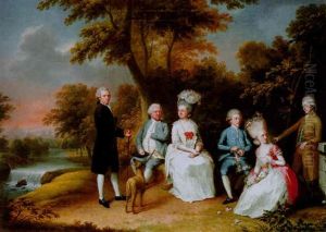Bildnis Einer Familie Im Freien by Kaspar-Benedict Beckenkamp