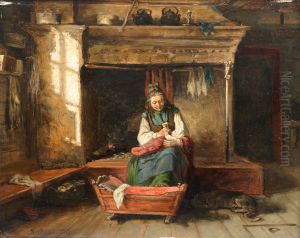 Baby Being Fed by Adolf von Becker