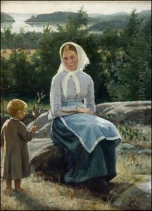 Aiti Ja Lapsi Kalliolla - Mor Och Barn Pa Klippan