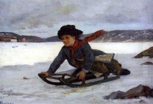 Kelkkailua Pohjoisrannan Jaalla by Adolf von Becker
