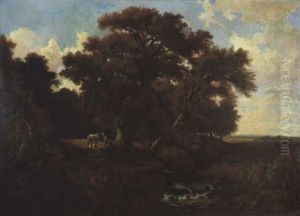 Waldlandschaft Mit Rastendem Reiter Waldlandschaft Mit Rastendem Reiter