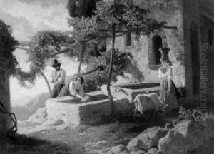 An Einem Brunnen Bei Olevano by Carl Ludwig Friedrich Becker