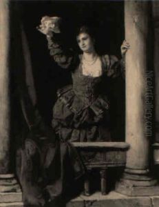 Venezianische Dame Vom Balkon Ihres Haus Dem Liebsten Zuwinkend by Carl Ludwig Friedrich Becker