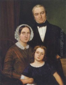 Familieportraet Med Far, Mor Og Datter Familieportraet Med Far, Mor Og Datter