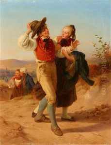 A Odenthal Peasant Couple Returning From The Fair by Jakob Becker
