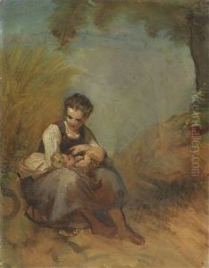 Studie Einer Jungen Frau Mit Saugling by Jakob Becker