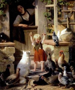 Die Begehrte Leckerei (kind Im Huhnerhof) by Jakob Becker