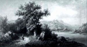 Peasants On The River Road by Ludwig Hugo Becker