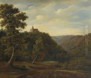 Waldlandschaft Mit Burghugel Waldlandschaft Mit Burghugel