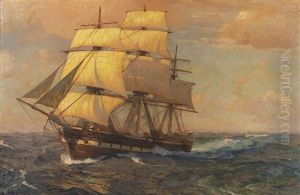 Auswanderer Segelschiff "deutschland" Aus Hamburg by Carl Becker