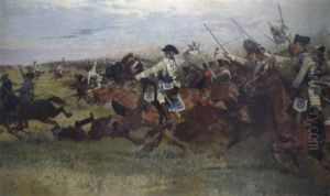 Motiv Aus Dem 7 Jahrigen Krieg, Die Schlacht Bei Rossbach Am 5.november 1757 by Carl Becker