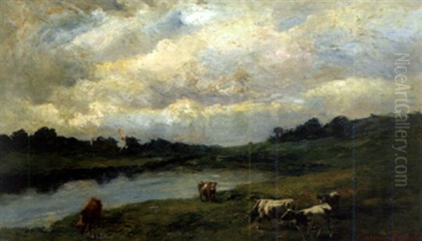 Landscape With Cows At A Pond - view 1