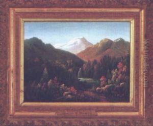 The Waterfall, Autumn by Charles E. Beckett