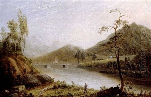 Wild River Bridge, A Conestoga Wagon In The Distance, Bethel, Maine - view 1