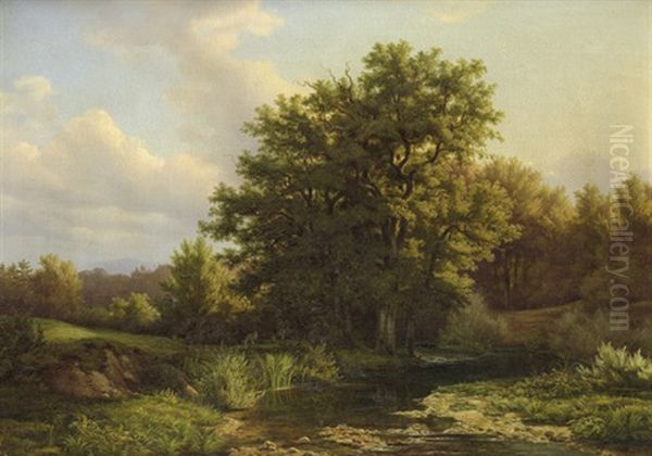 Landschaft Mit Eichendickicht An Einem Bach - view 1
