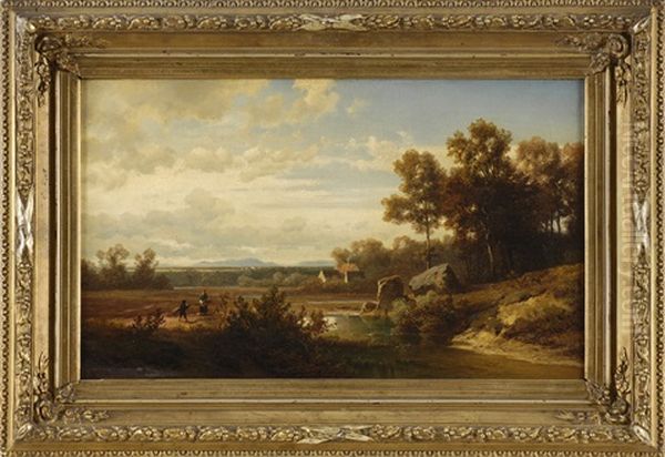 Weite Fluslandschaft Mit Reisigsammlern - view 1